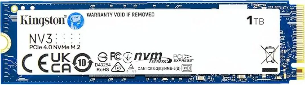 Kingston NV3 1000GB M.2 2280 PCIe 4.0 NVMe SSD - Gen 4x4, Up to 6000MB/s Read, 4000MB/s Write -SNV3S/1000G