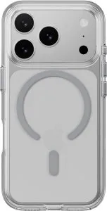 Mageasy bright m never yellowing protective clear case with independent metal buttons for iphone 17 pro-transparent/ mist ring - MPH17P394TI25