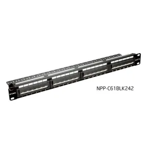 D-Link 24 Port Cat6 Unshielded Angular Fully Loaded Punch Down Patch Panel - Keystone Type -1U- Black Colour