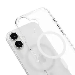 Mageasy bright m never yellowing protective clear case with independent metal buttons for iphone 17-transparent/white ring - MPH173394WN25