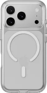 Mageasy bright m never yellowing protective clear case with independent metal buttons for iphone 17 pro-transparent/whtie ring - MPH17P394WN25