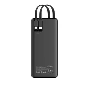 Platinum JOVIAL Series Power Bank 10000mAh Built-in Cables - Black
