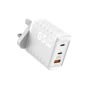 Platinum FLARE Series GaN PD 65W Wall Charger PDx2 + QC - White