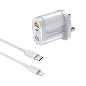 Platinum VITAL Series PD Wall Charger + PD Cable C-L - White - P-COMVPDLWH