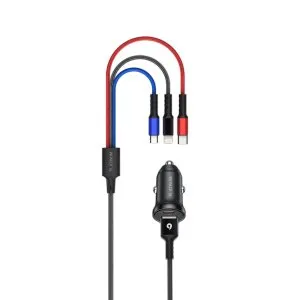 Platinum VITAL Series Mini Car Charger PD 20W + 3in1 Cable - Black - P-COMVTCLA3N1