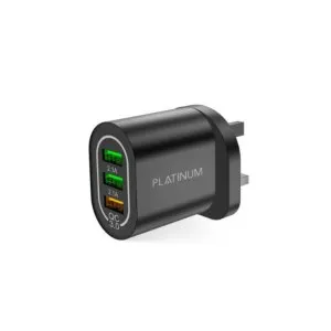 Platinum VITAL Series Wall Charger QC+2USB 5.1A - Black - P-CHRVTQCUBK